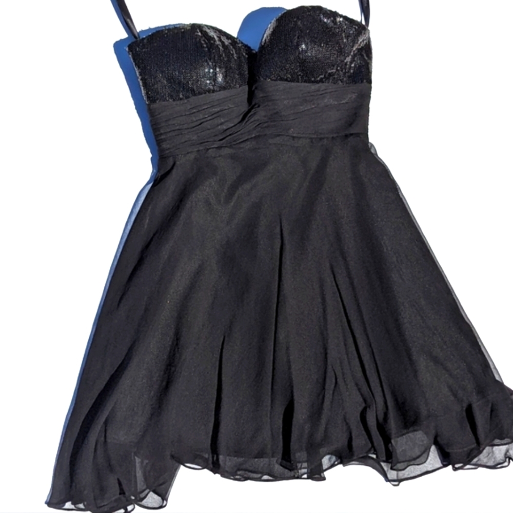 Le Femme silk little black dress strapless mini - Picture 2 of 3